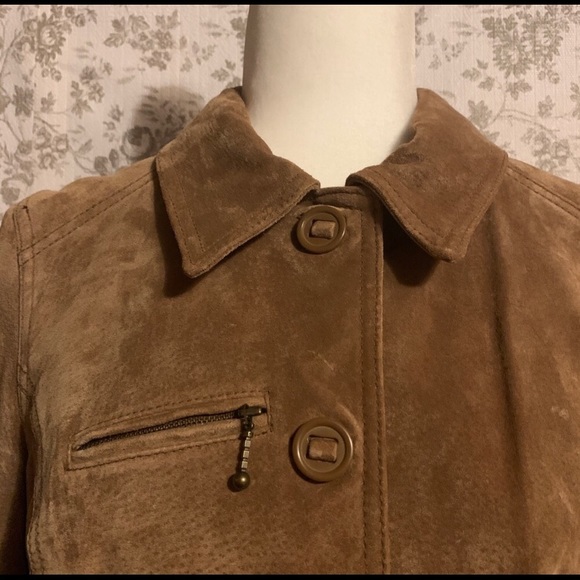 VTG Leather Jacket Suede Moto Brown Pockets Biker - Picture 3 of 13